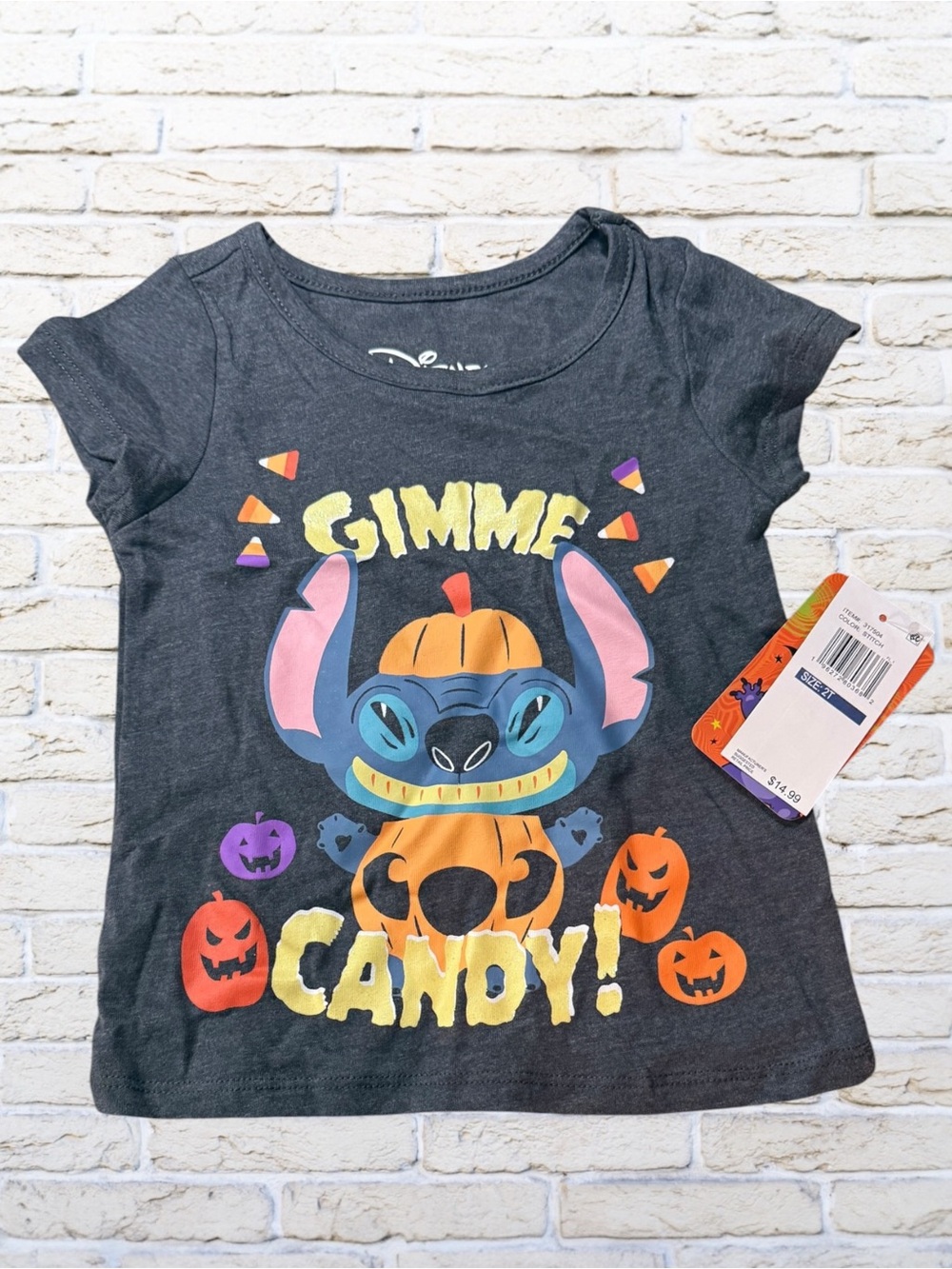 NWT Lilo and Stitch Gimme Candy! Halloween Kids Costume Tee - Dark Gray -2T